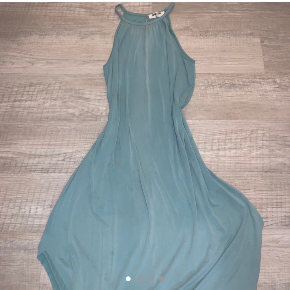 SUPER BEAUTIFUL OCEAN BLUE HALTER TOP MIDI DRESS